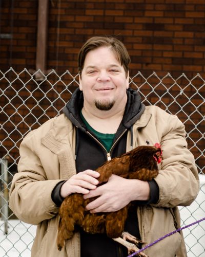 Tim Smith and his chicken